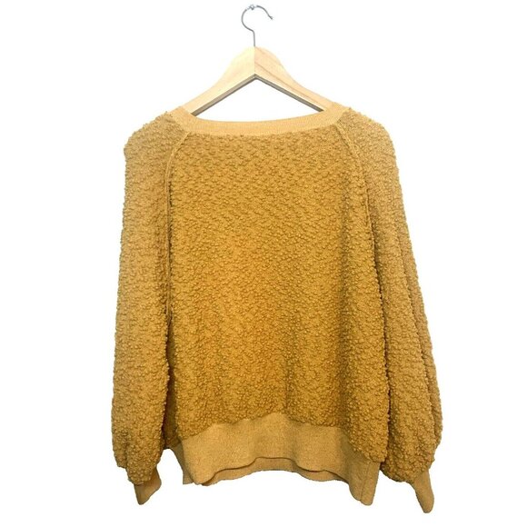 L love Women’s Sweater Cropped Balloon Sleeves Mustard Yellow  Sz M Bohocore - Picture 2 of 7